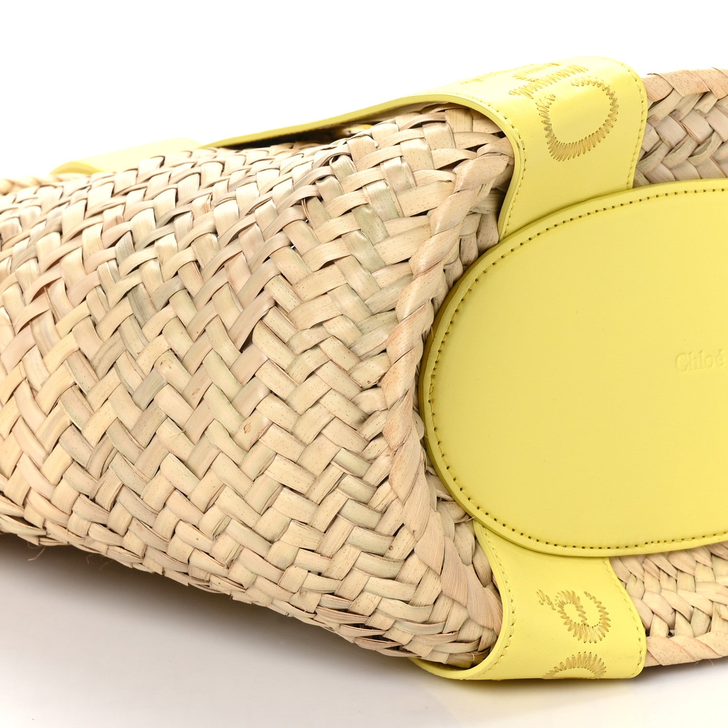 Chloe Raffia Smooth Calfskin Medium Sense Basket Daffodil Yellow 9 of 10