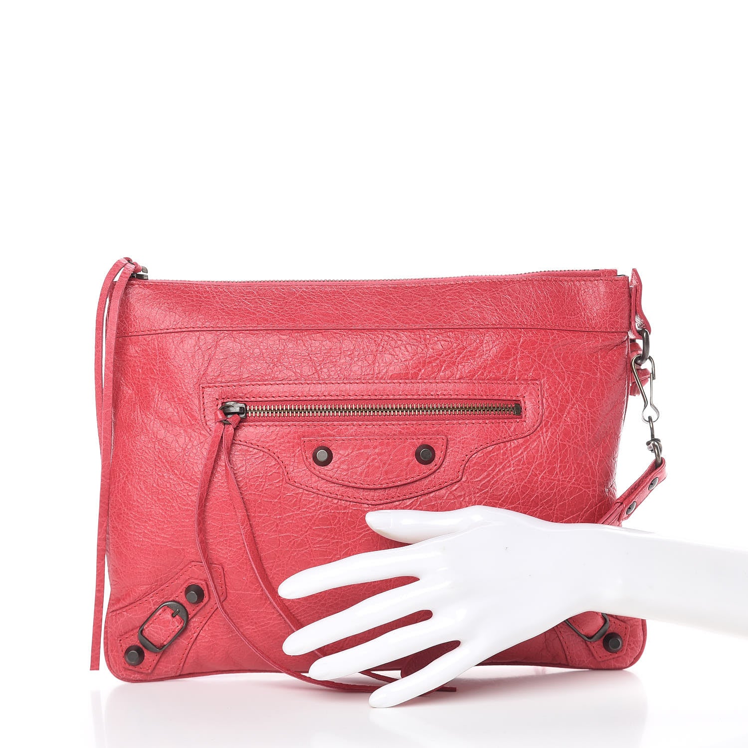 Balenciaga Agneau Classic Hardware Flat Handle Clutch Rose Thulian 2 of 9