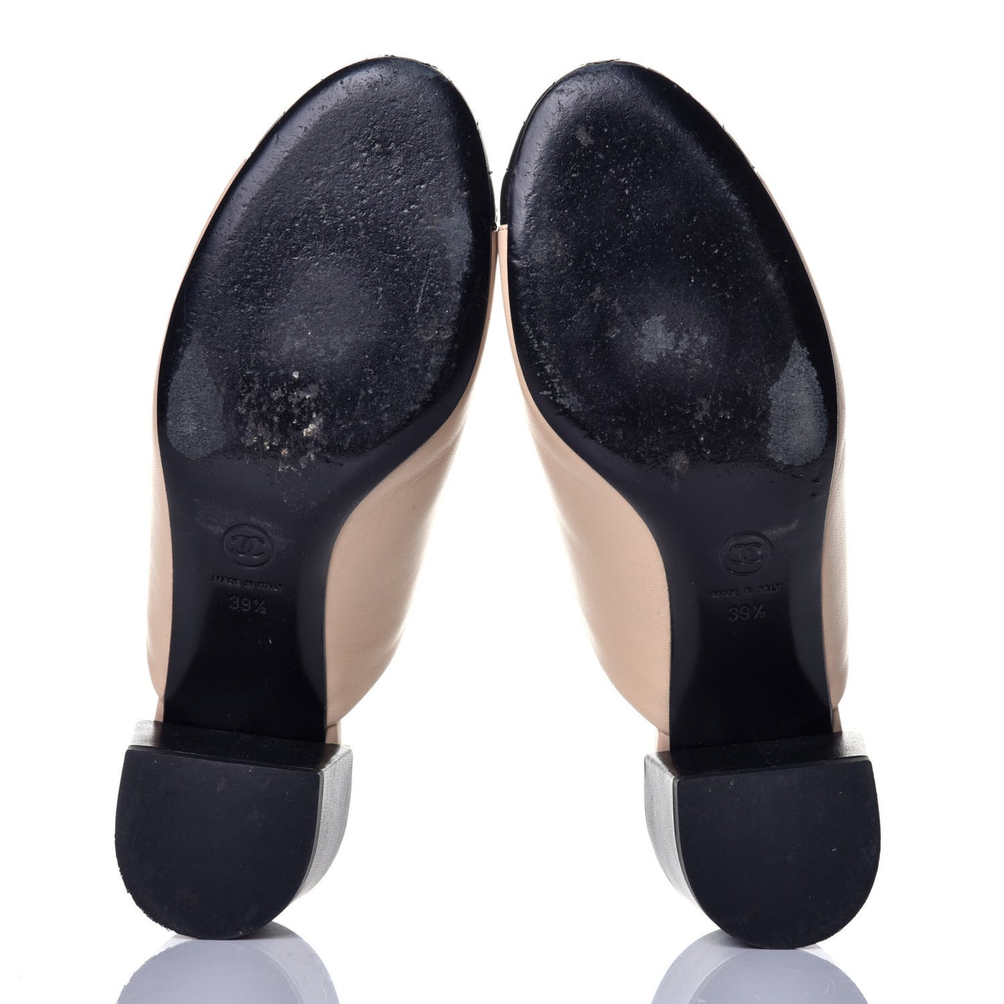 Lambskin Quilted Cap Toe Pearl Mule 39.5 Beige Black
