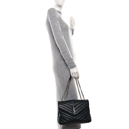 Saint Laurent Calfskin Y Quilted Monogram Medium Loulou Chain Satchel Black 2 of 11