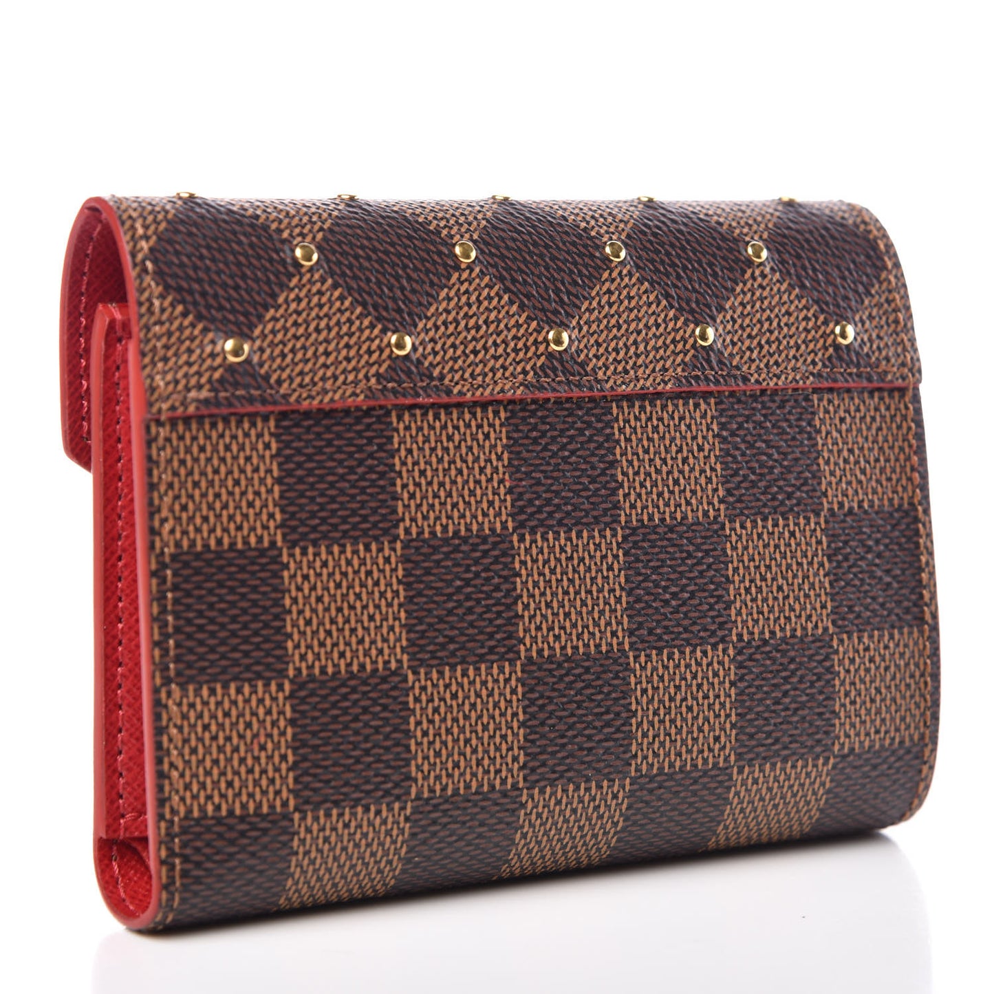 Damier Ebene Studded Victorine Wallet Cherry
