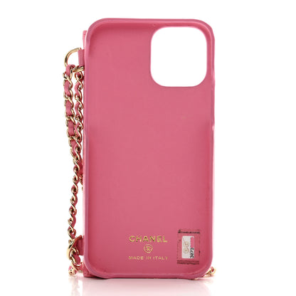 Chanel Lambskin Quilted Pearl Crush iPhone XII Pro Holder With Chain Pink 5 of 8