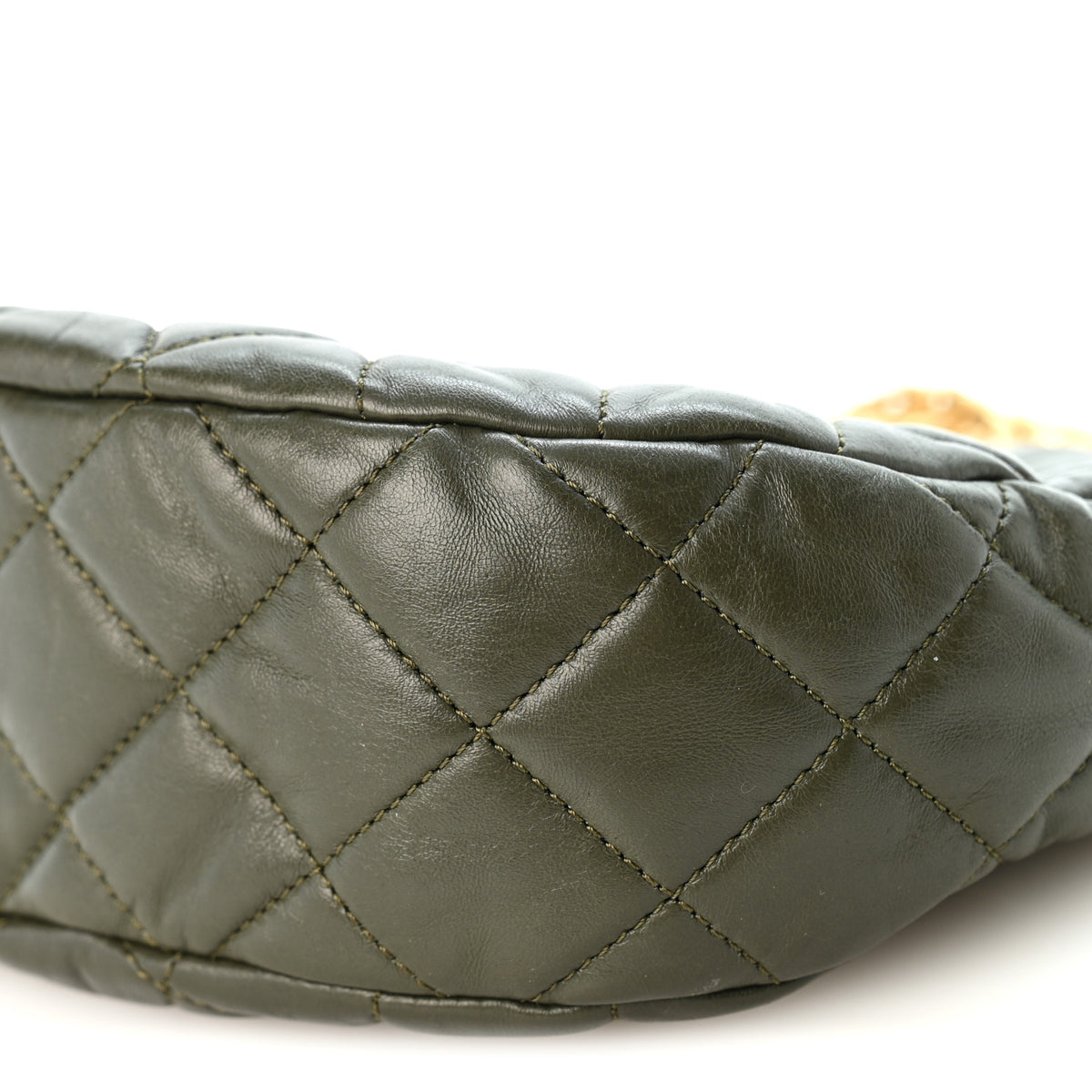 Lambskin Quilted Pillow Crush Chain Hobo Khaki