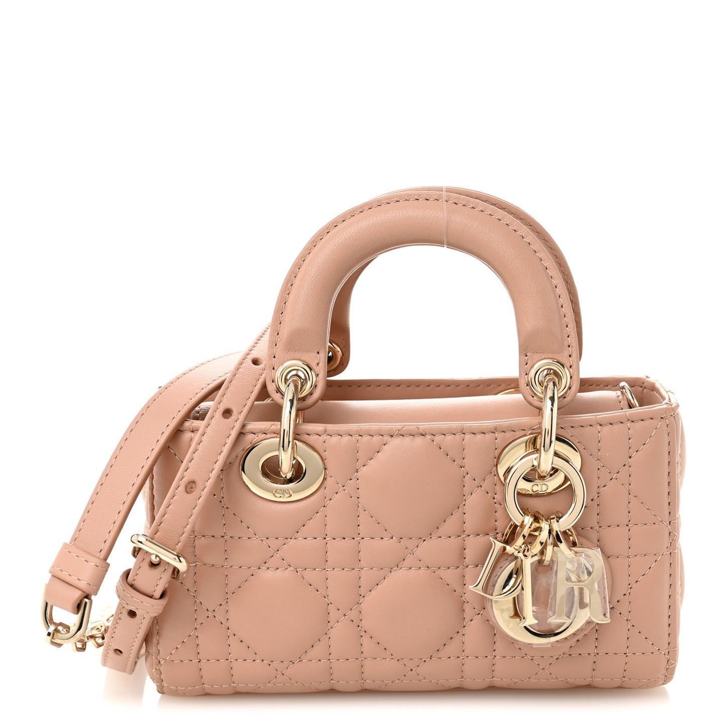 Lambskin Cannage Micro Lady D-Joy Rose Des Vents