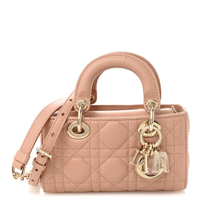 Christian Dior Lambskin Cannage Micro Lady D-Joy Rose Des Vents 1 of 11