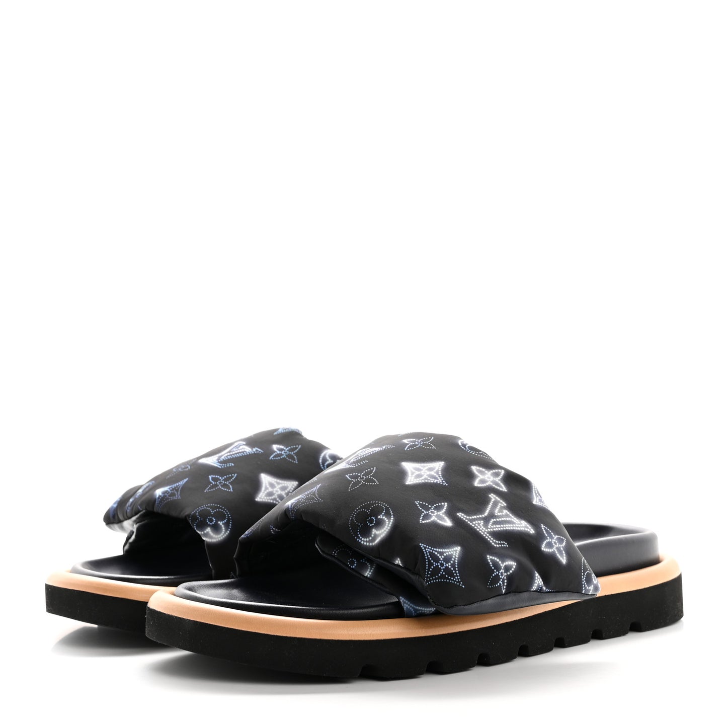 Nylon Monogram Womens Pool Pillow Comfort Mules 39 Navy Blue