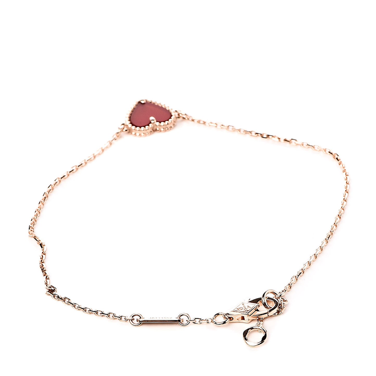 18K Rose Gold Carnelian Sweet Alhambra Heart Bracelet