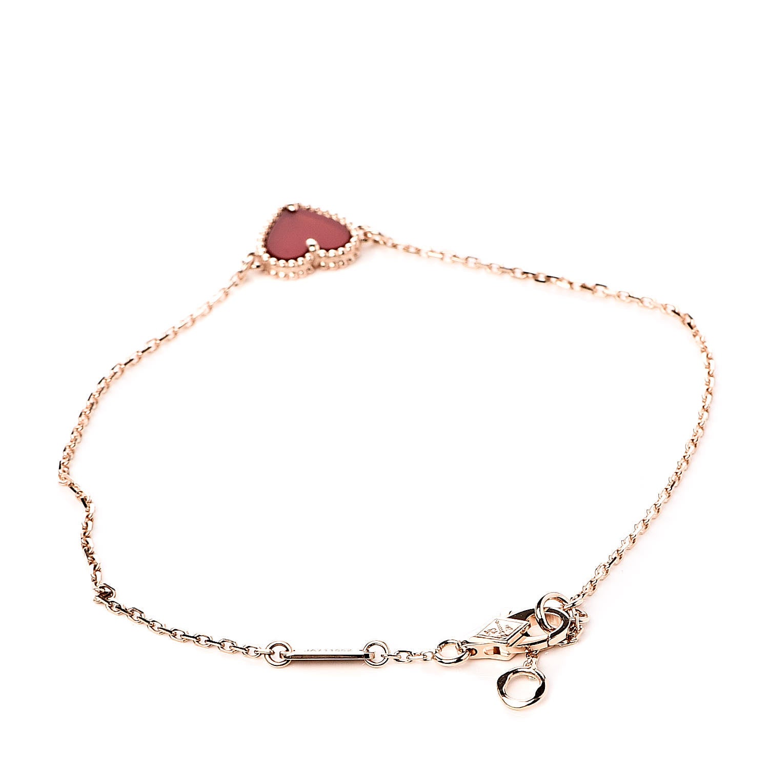 Van Cleef & Arpels 18K Rose Gold Carnelian Sweet Alhambra Heart Bracelet 3 of 7