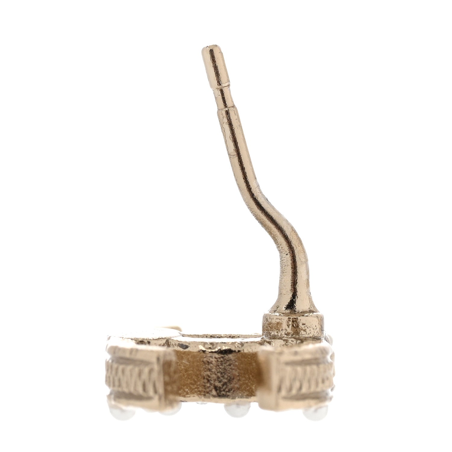 Chanel Pearl Crystal CC Charms Stud Earrings Light Gold 5 of 5