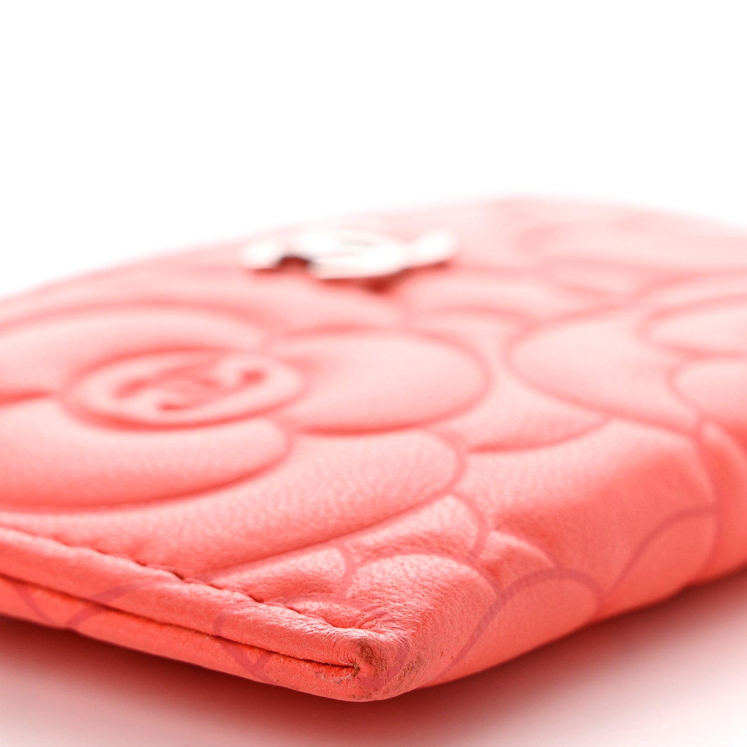 Chanel Lambskin Camellia Embossed Card Holder Red 9 of 11