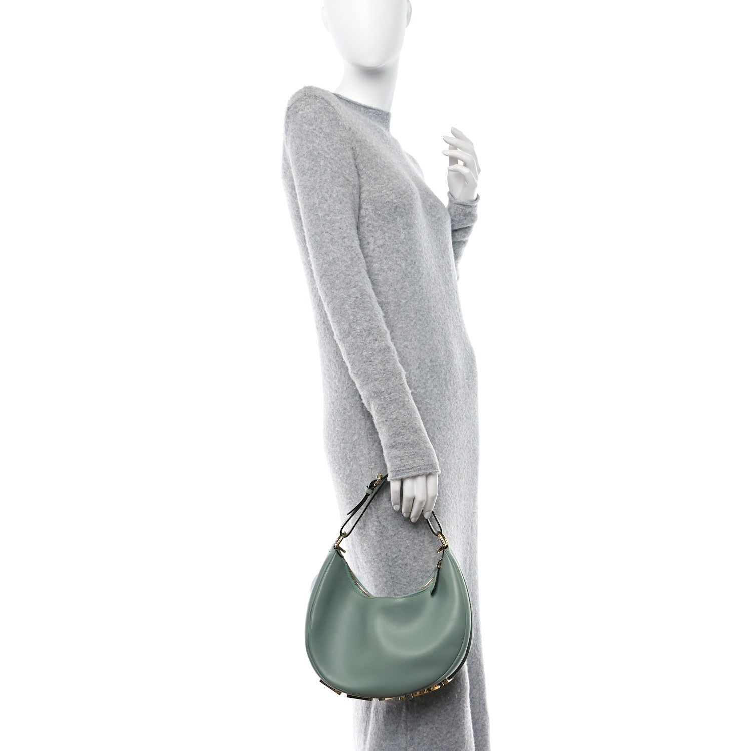 Fendi Vitello Grace Matte Small Fendigraphy Hobo Bag Menta 2 of 10