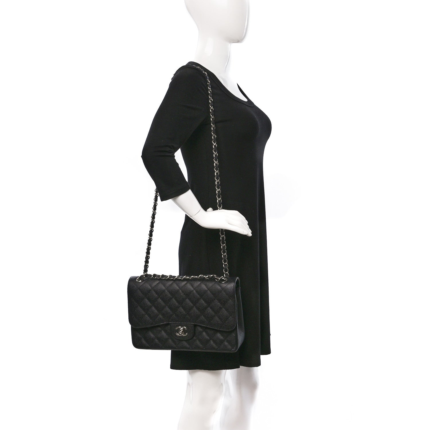 Chanel Caviar Quilted Jumbo Double Flap Black 2 of 11