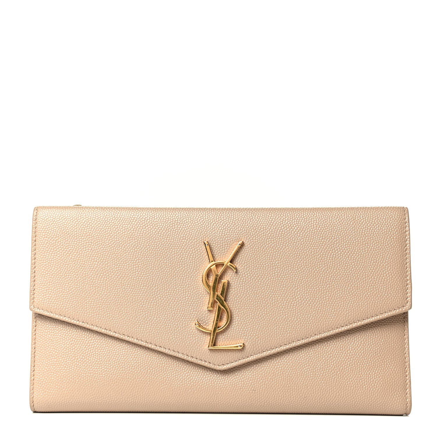 Saint Laurent Grain De Poudre Monogram Uptown Wallet Dark Beige 1 of 7