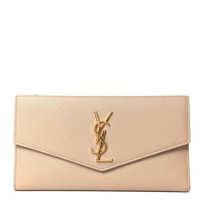 Saint Laurent Grain De Poudre Monogram Uptown Wallet Dark Beige 1 of 7