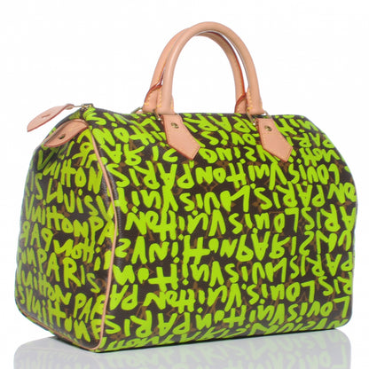 Louis Vuitton Monogram Graffiti Speedy 30 Green 3 of 7