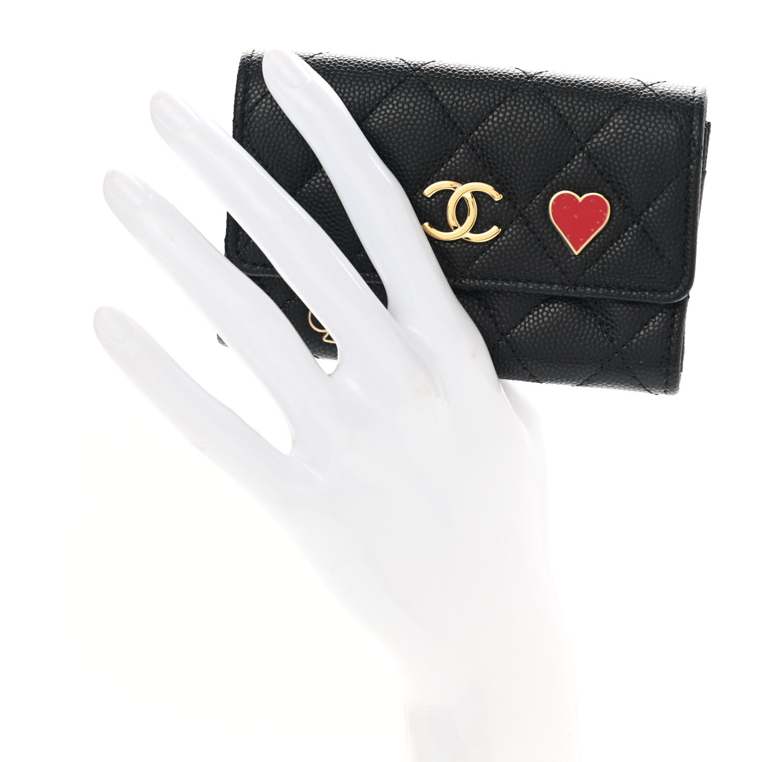 Chanel Caviar Quilted Enamel Coco Casino Flap Card Holder Wallet Black 2 of 8