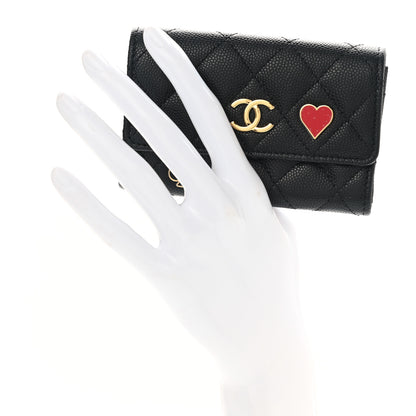 Chanel Caviar Quilted Enamel Coco Casino Flap Card Holder Wallet Black 2 of 8