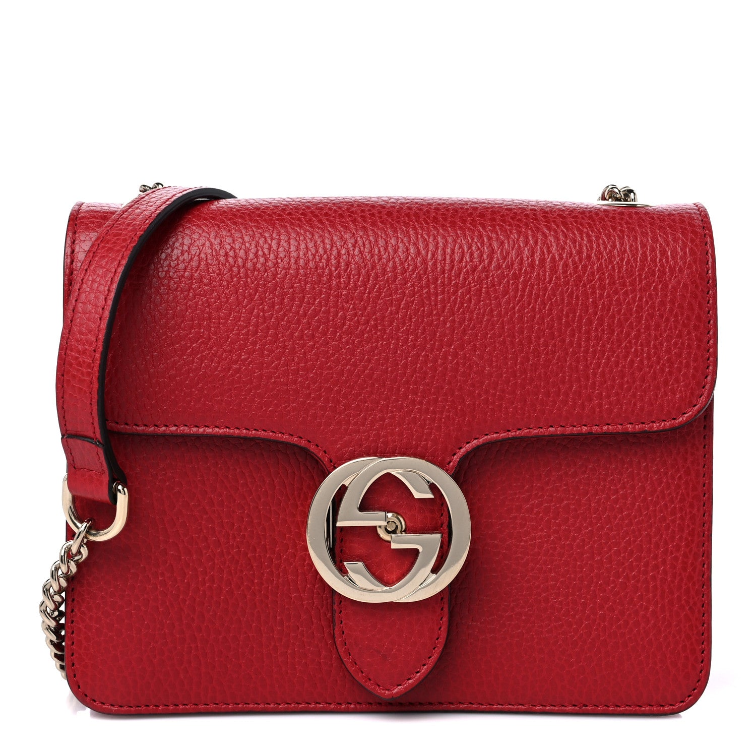 Gucci Dollar Calfskin Small Interlocking G Shoulder Bag Red 1 of 11