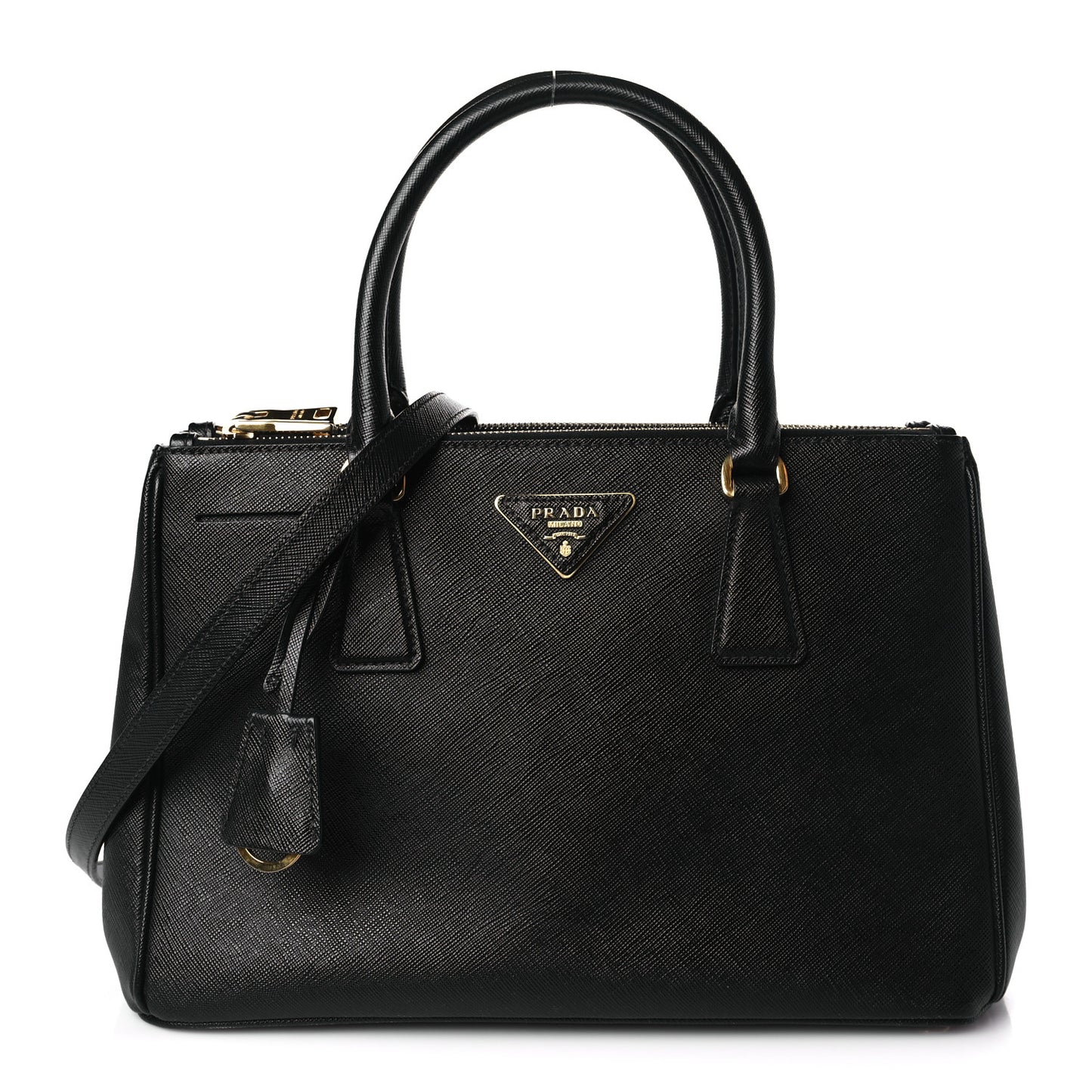 Saffiano Small Galleria Double Zip Tote Black