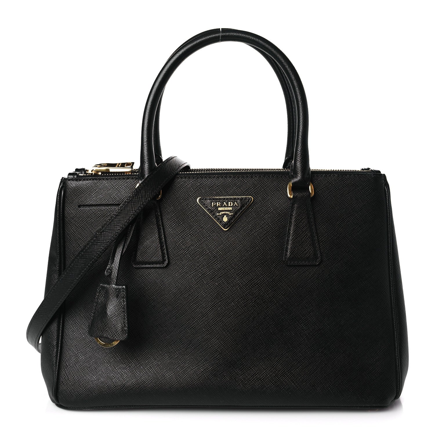 Prada Saffiano Small Galleria Double Zip Tote Black 1 of 9