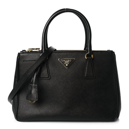 Prada Saffiano Small Galleria Double Zip Tote Black 1 of 9