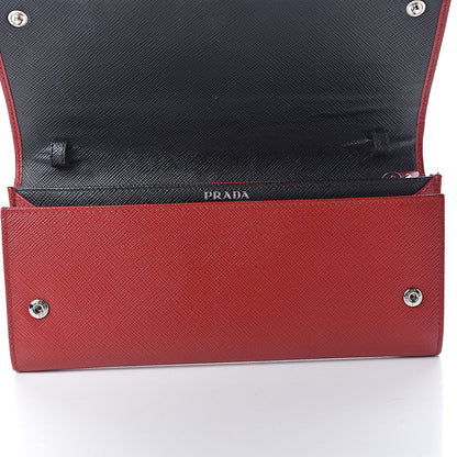 Prada Saffiano Bi Color Wallet on Chain Fuoco Black 6 of 19