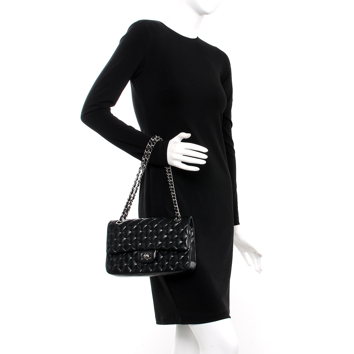 Chanel Lambskin Quilted Medium Double Flap Black 3 of 8