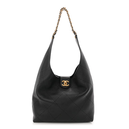 Chanel Shiny Lambskin Quilted Medium Hobo Black 1 of 11