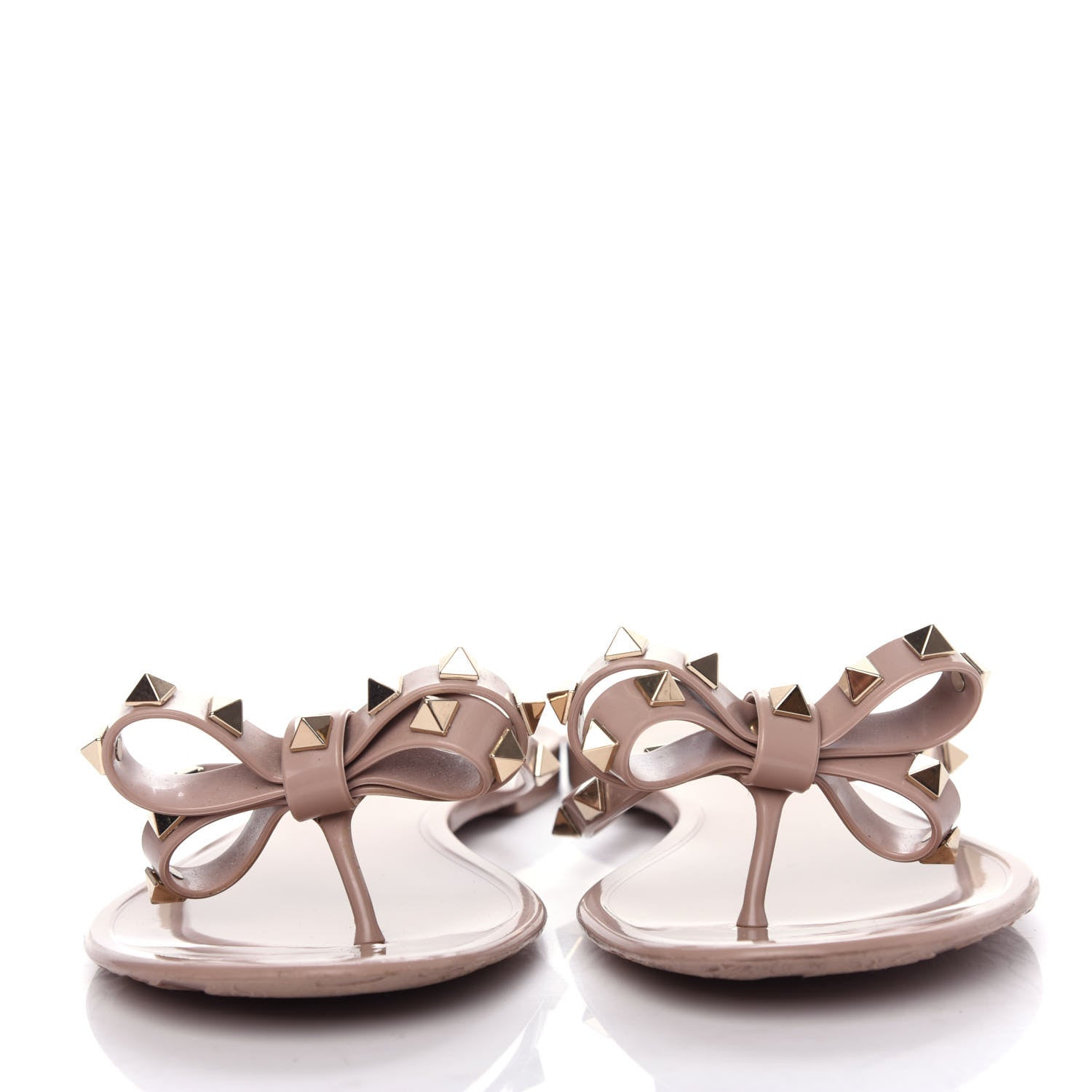 Valentino Garavani PVC Jelly Rockstud Bow Thong Sandals 39 Poudre 2 of 10