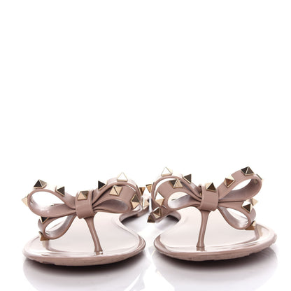 Valentino Garavani PVC Jelly Rockstud Bow Thong Sandals 39 Poudre 2 of 10