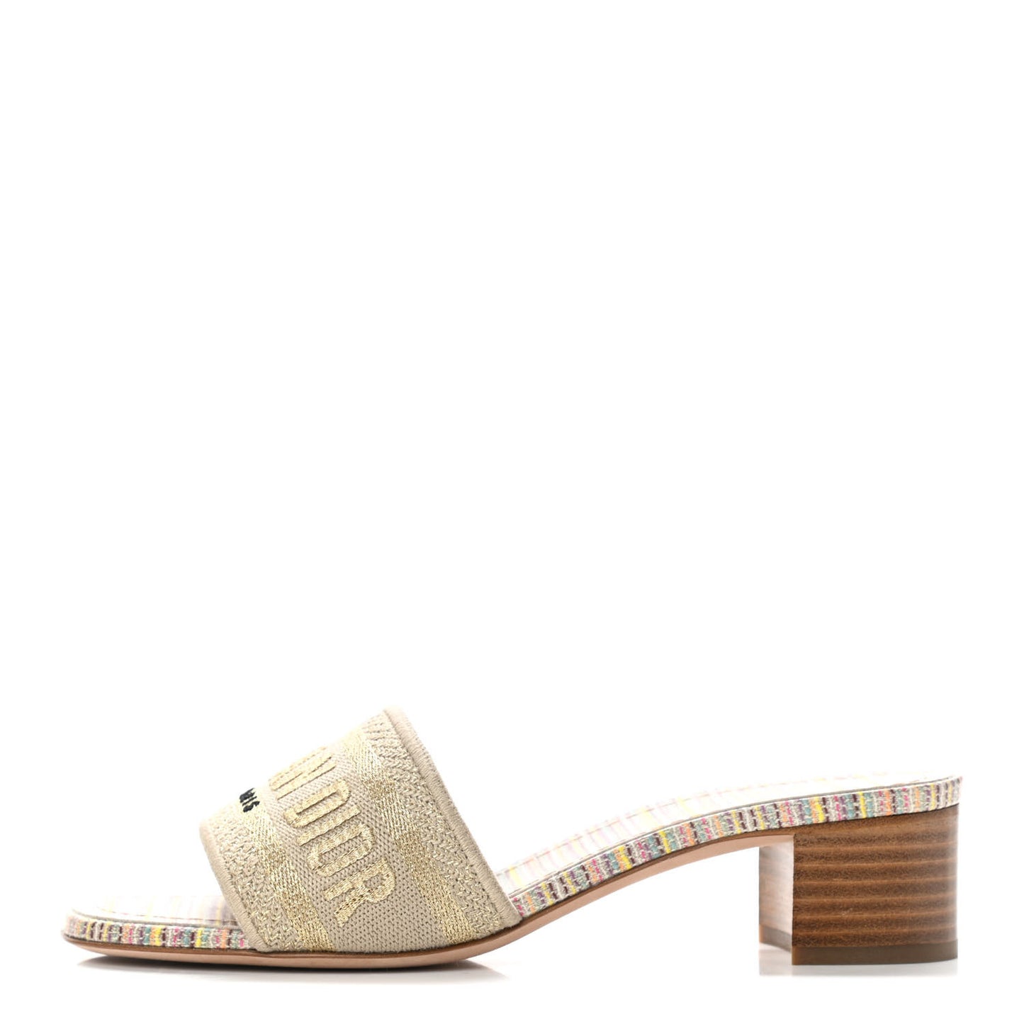 Lurex Romance Embroidered Dway 40mm Slide Sandals 35 Metal Multicolor