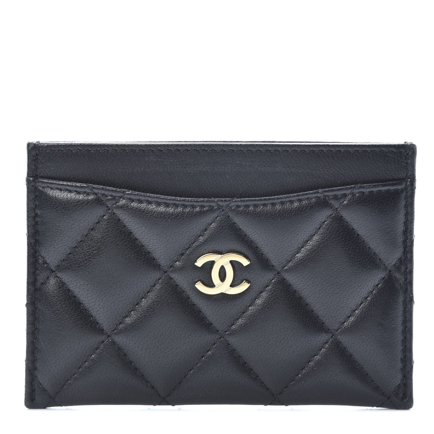 Lambskin Quilted Card Holder Black