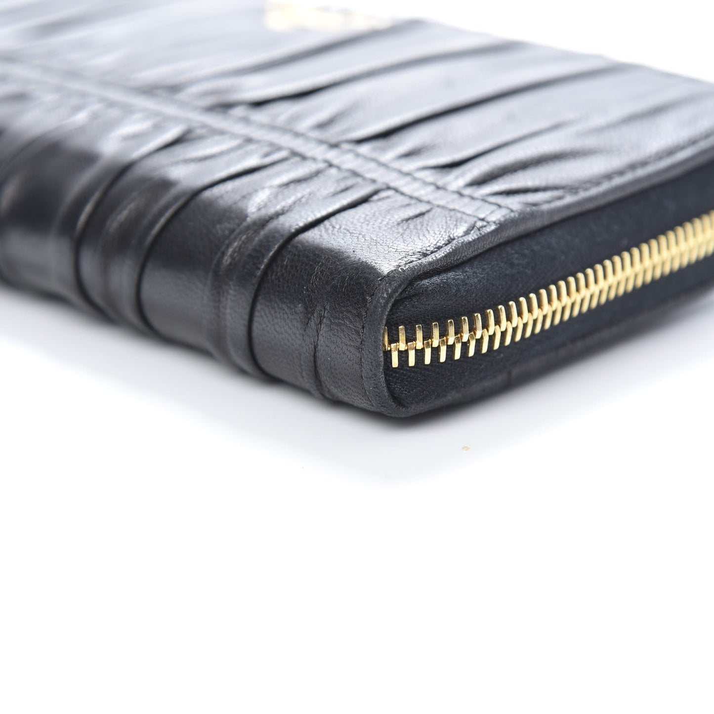 Nappa Gaufre Zip Around Wallet Black