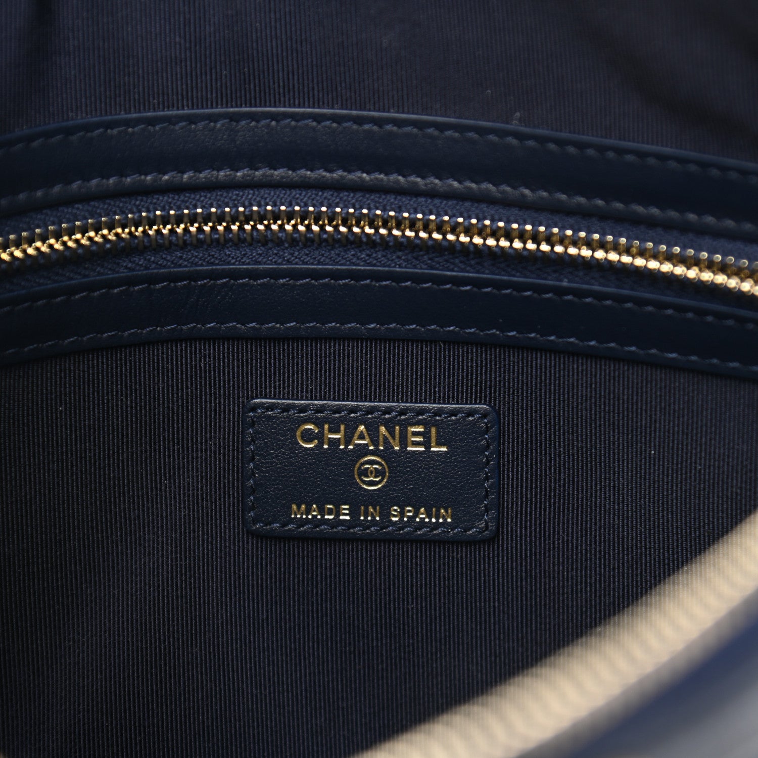 Chanel Caviar Quilted Medium Boy Cosmetic Case Blue 6 of 7