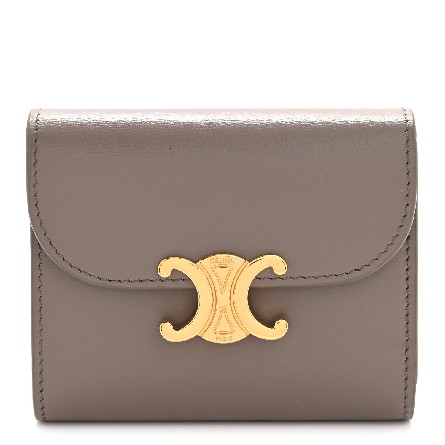 Celine Shiny Calfskin Small Triomphe Wallet Pebble 1 of 11
