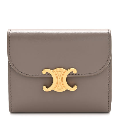 Celine Shiny Calfskin Small Triomphe Wallet Pebble 1 of 11