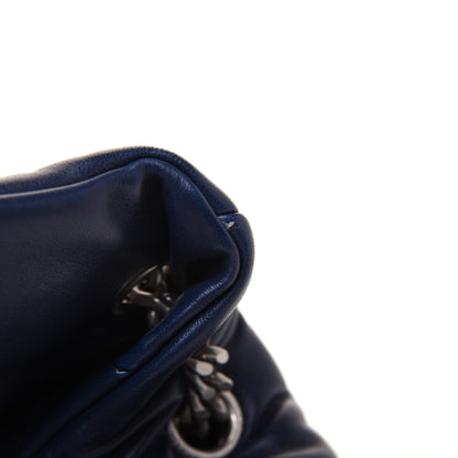 Saint Laurent Lambskin Quilted Small Loulou Puffer Monogram Chain Satchel Navy 18 of 24