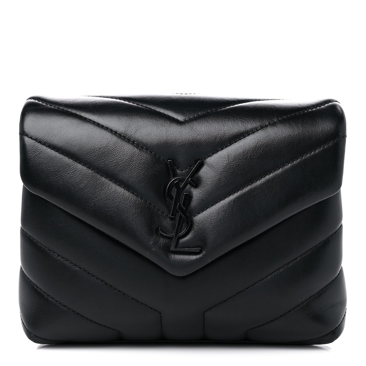 Calfskin Y Quilted Monogram Toy Loulou Crossbody Bag Black