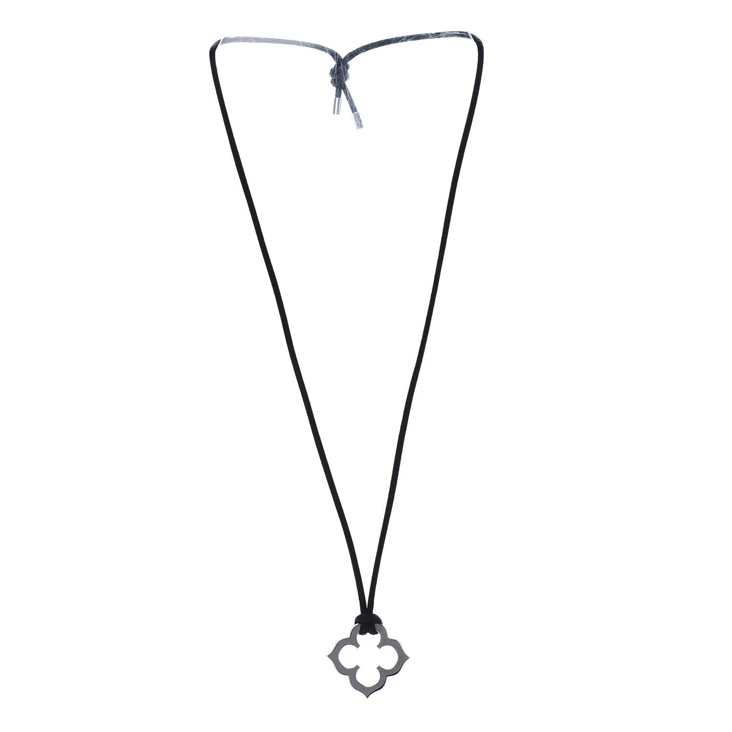 Cartier 18K White Gold Hindu Quatrefoil Pendant Necklace 3 of 6