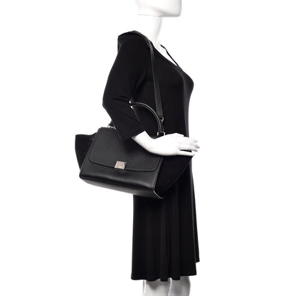 Celine Drummed Calfskin Suede Small Trapeze Black 2 of 9