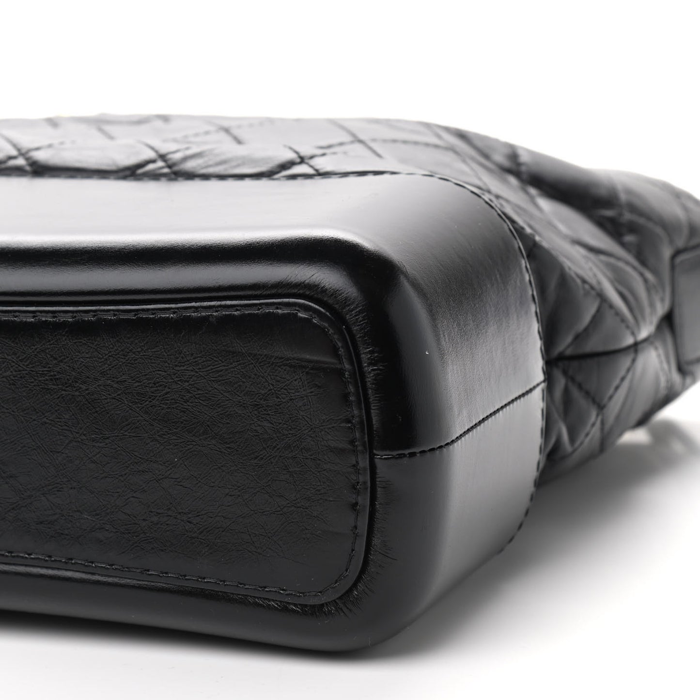 Calfskin Quilted Gabrielle Shopping Tote Black