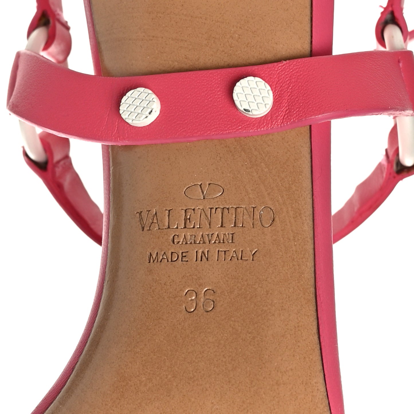 Nappa Free Rockstud Spike 90mm Ankle Strap Sandals 36 Shadow Pink Optic White