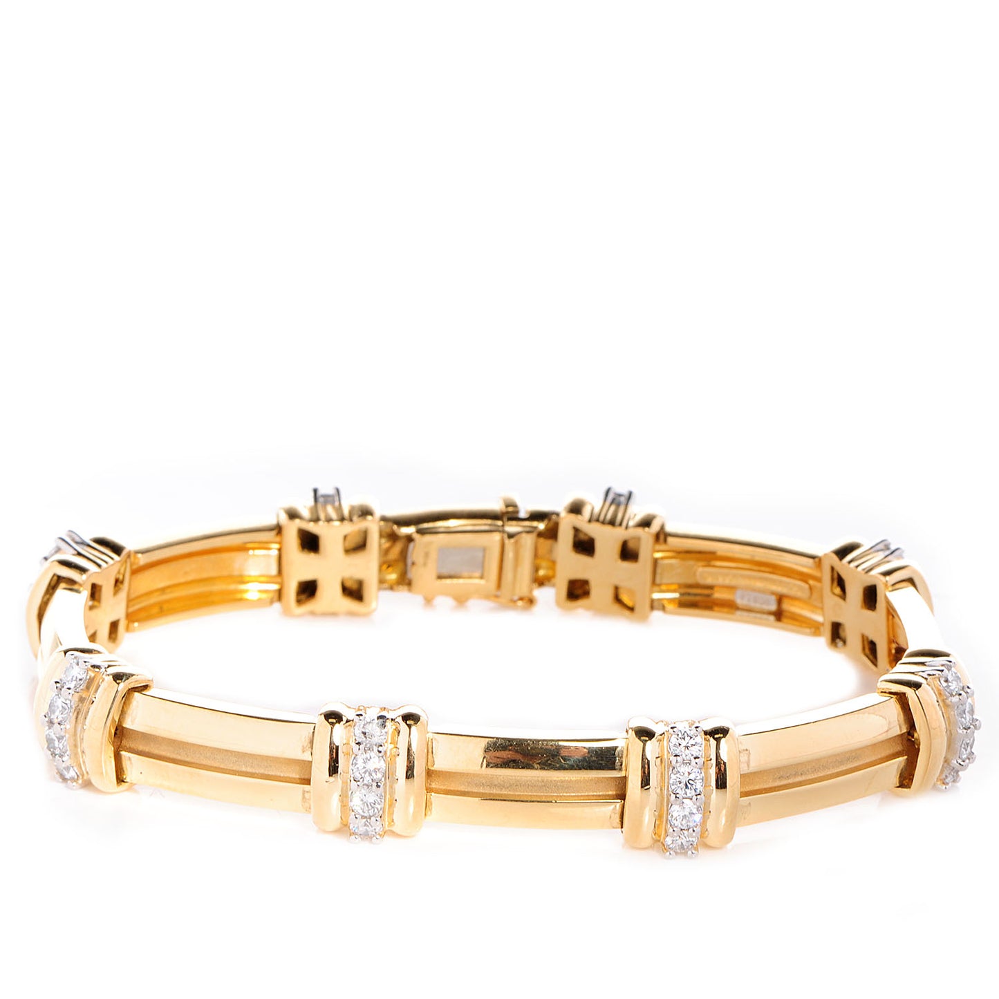18K Yellow Gold Platinum Diamond Atlas Bracelet