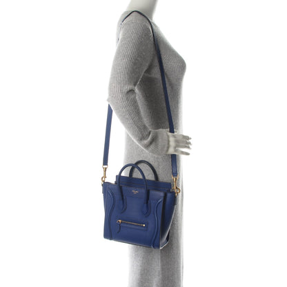 Celine Drummed Calfskin Nano Luggage Indigo 2 of 6