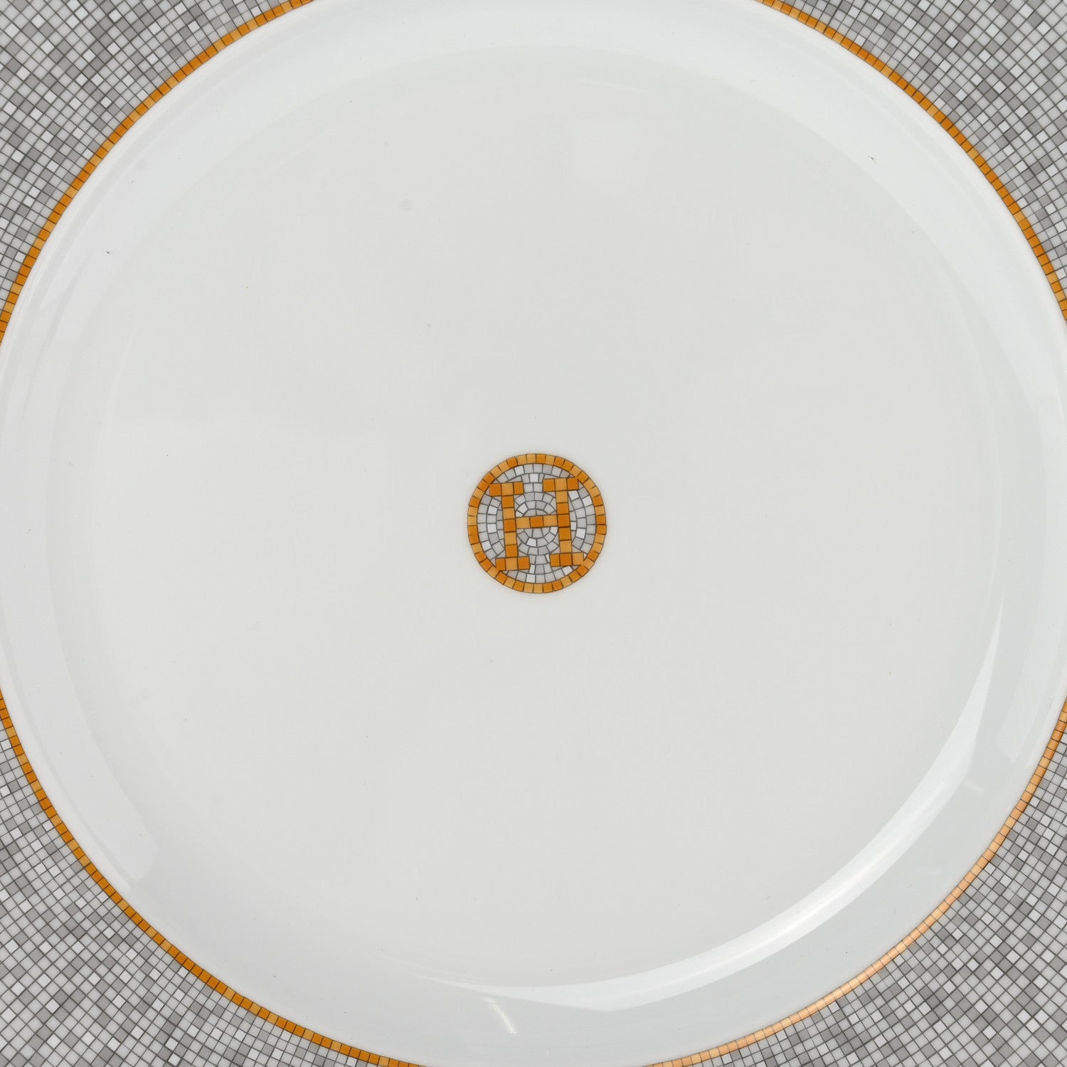 Hermes Porcelain Mosaique Au 24 Platine Presentation Plate Set of 2 Gold 3 of 6