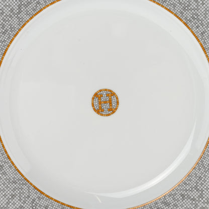 Hermes Porcelain Mosaique Au 24 Platine Presentation Plate Set of 2 Gold 3 of 6