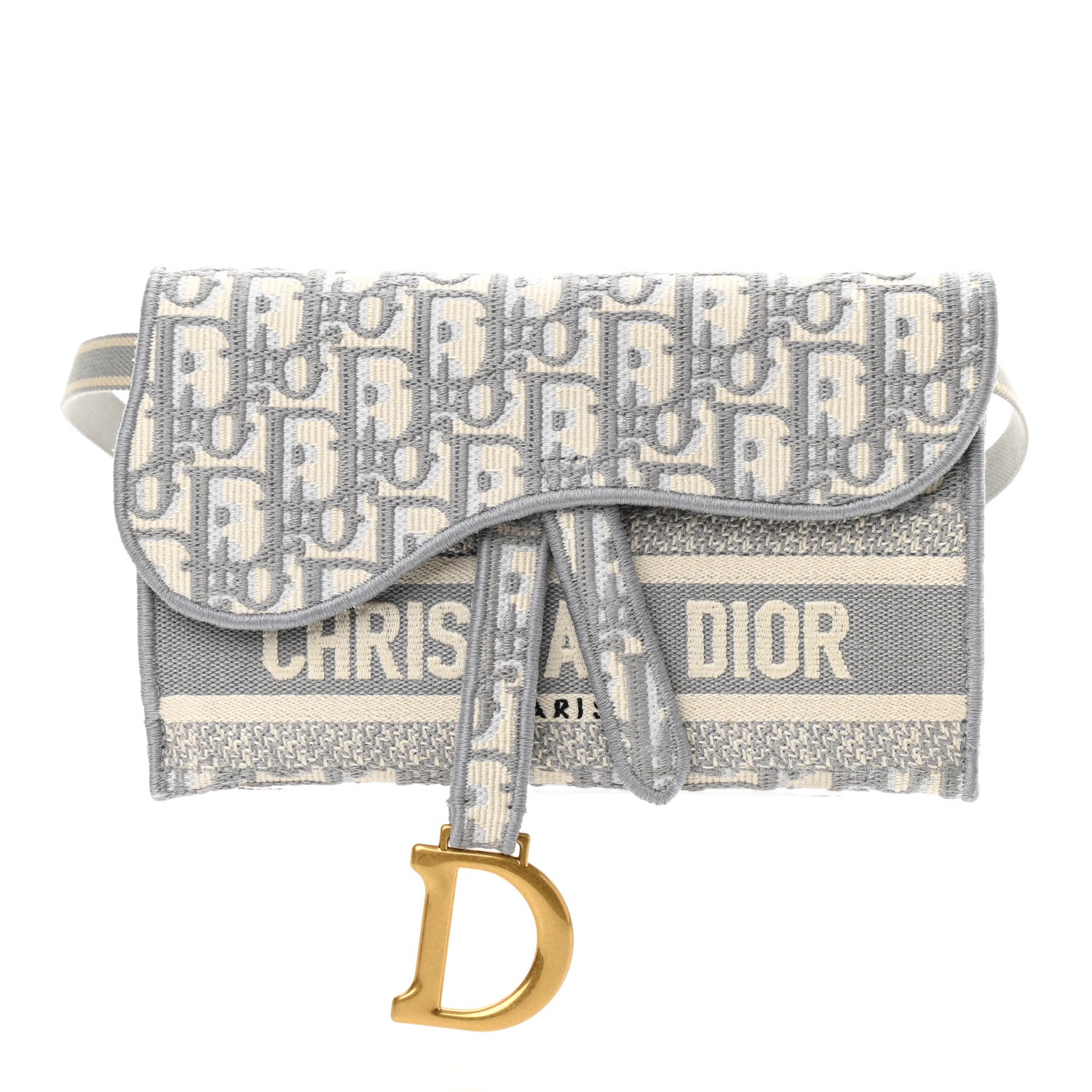 Christian Dior Oblique Slim Saddle Pouch Grey 1 of 10