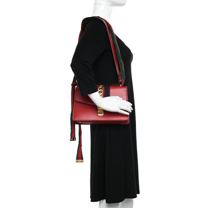Gucci Calfskin Small Sylvie Shoulder Bag Hibiscus Red 2 of 12