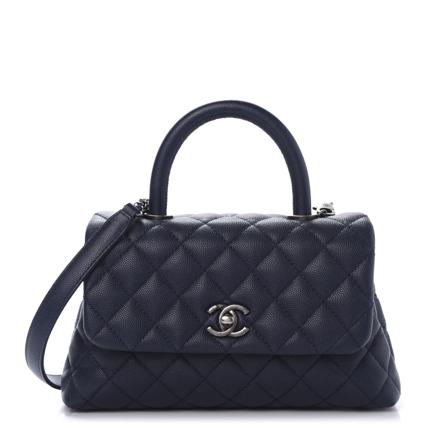 Chanel Caviar Quilted Mini Coco Handle Flap Navy Blue 1 of 11