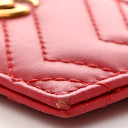 Gucci Calfskin Matelasse GG Marmont Key Case Card Holder Hibiscus Red 8 of 9